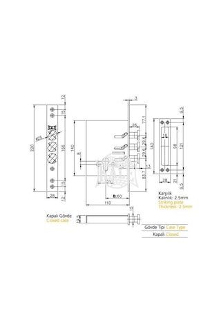 Kale 287d Döner Sürgülü Plus Çelik Kapı Emniyet Kilidi Mandallı German Barelli