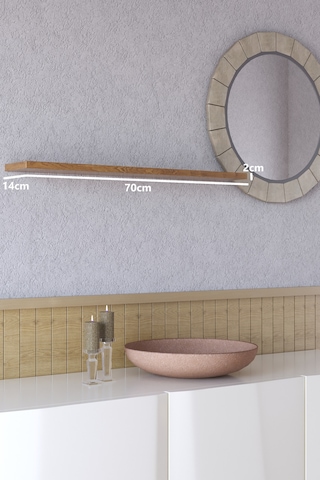 Yankı-BYEG 70 cm Safir Meşe Mdf Gizli Bağlantı Duvar Rafı