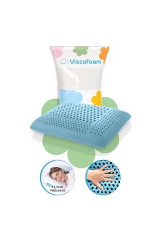 Viscofoam Air Terapi Hava Kanallı Ortopedik Yastık Visco Yastık Mavi 60x40x16cm