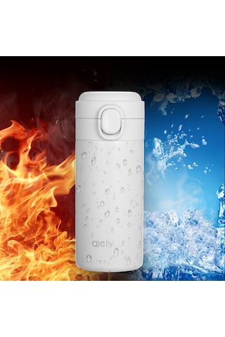 Kosona 304 Çelik Vakumlu Isı Saklama Bardağı 300ml Beyaz - Çift Katlı Isı Yalıtımı Ve Düşük Sızıntı, Seyahat İçin Tıkla Aç Kapağı Diğer