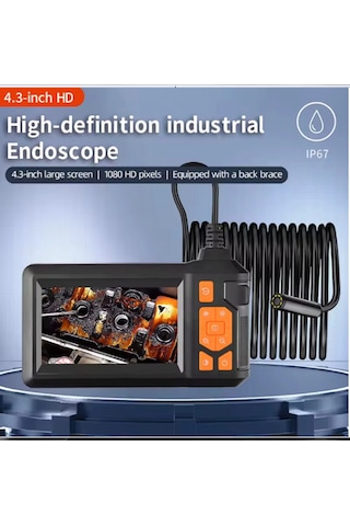 Ekranlı 3 Kameralı 10 Mt Hafıza Kart Destekli Sert Kablo Yılan Endoskop 8 Mm 4.3 Inc