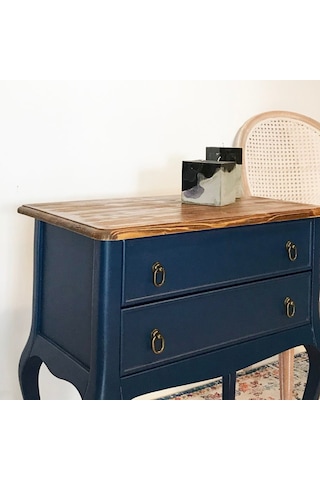 Roys Ahşap L3540 Lacivert Çift Çekmeceli Komodin  Telefonluk