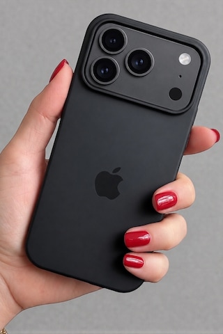 Iphone 17 Pro Max Uyumlu Kılıf Logolu Lansman Soft Yumuşak Içi Kadife Silikon Kapak Siyah