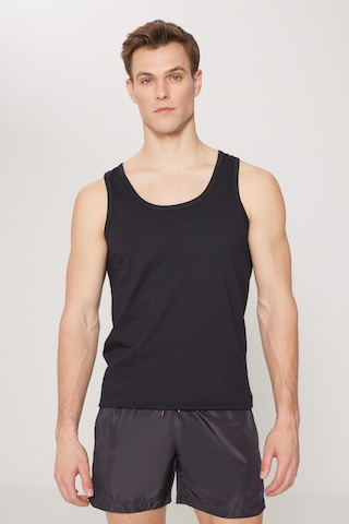 AC&Co / Altınyıldız Classics Erkek Sıyah Standart Fit Normal Kesim %100 Pamuk 2'li Atlet Paketi