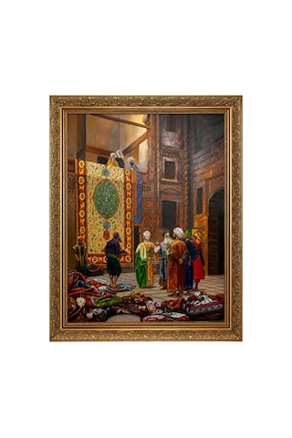 Osmanlı Çarşısında Halı Ve Kilim Satıcıları Yağlı Boya Tablo