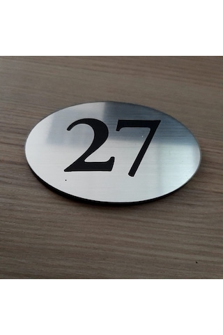 Rezopal - Oval Kapı Birim Numarası Gümüş Kazıma