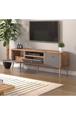 Mbes Mobilya Beyza Ahşap Ayaklı 140 Cm Atlantik -atrasit Tv Sehb