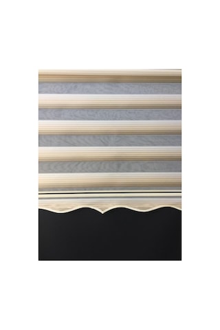 Sütlü Kahve Krem Renk Geçişli Zebra Stor Perde Etek Dilimli Krem-kahve - 97253964 Krem-kahve