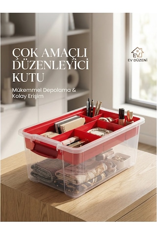 Ceritoğlu 6'lı Organizer Kutu-kilitli Kapak 1 Ceritoğlu 6'lı Organizer Kutu-kilitli Kapak Kırmızı