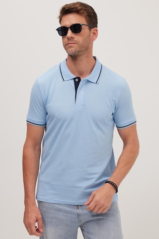 Tudors Erkek Slim Fit Dar Kesim %100 Pamuk Yumuşak Dokulu Serin Tutan Kumaş Düz Pike Mavi Polo Yaka Tişört-42247 Mavi