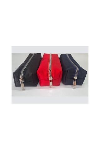 Kalemlik 3lü Set/paket Organizer Makyaj Çok Amaçlı Pinterest Okula Dönüş Çantası Tek Bölmeli Siyah+kırmızı+lacivert