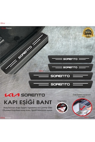 Kia Sorento Logolu Karbon Kapı Eşiği Koruyucu Suni Deri 4'lü