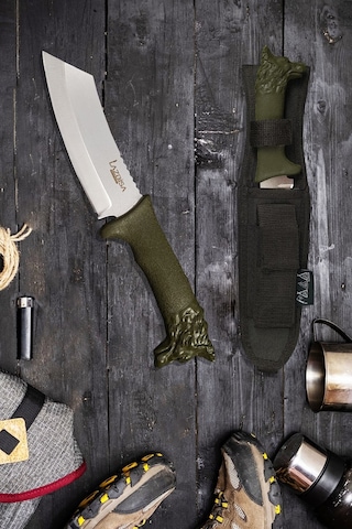 Outdoor Piknik Kamp Bıçağı Bıçak Kılıflı Mutfak Bıçağı Çakısı 026 Yeşil