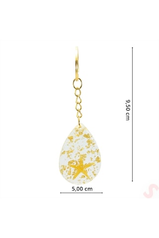 Epoksi Yıldızlı Kartlıklı Anahtarlık - Altın