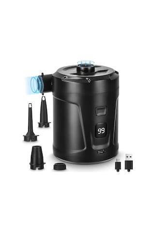 Xuweiwei Siyah Taşınabilir Kablosuz Şişirme Pompası Kamp Ve Açık Hava Kullanımı 5200mah Bataryalı