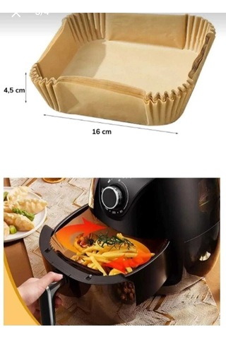 Air Fryer Pişirme Kağıdı Yağlı Kağıt Kare Kraft 16cm Kare Lüx Pişirme Kağıdı 50 Adet Kağıt Kahvereng Diğer