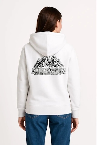 Novalisse Kadın 3 İplik Pamuklu Kapüşonlu Hoodie Sweatshirt Nihilist Penguen Baskılı - Beyaz Çoklu Renk