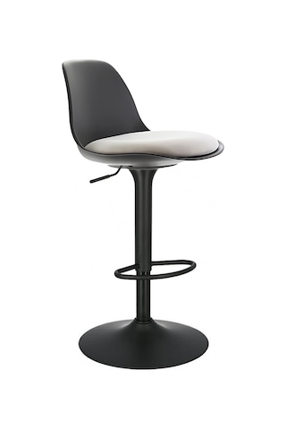 Bürocci Nadya Bar Sandalyesi - Beyaz Deri - Mat Siyah Ayaklı Yüksek Bar Taburesi - 9537y0109 Beyaz