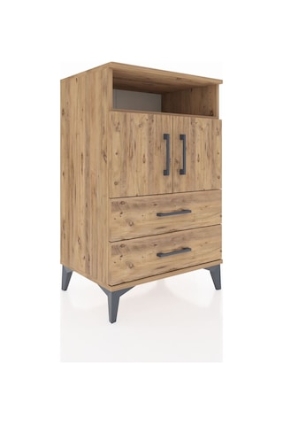 Hyperion Komodin 2 Raflı 2 Çekmeceli 2 Kapaklı 60x44x96 Çam-çam Çam