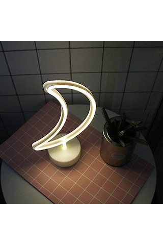 Ay Tasarımlı Neon Led Masa Ve Gece Lambası Sarı