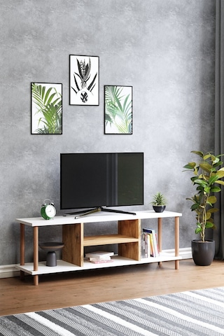 Tv Sehpası Raflı Tv Ünitesi Televizyon Sehpası Ahşap Ayaklı