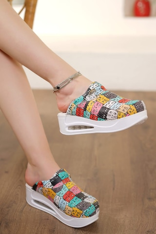 Kedi Desenli Air Max Taban Tam Ortopedik Anatomik Kadın Terlik Çok Renkli