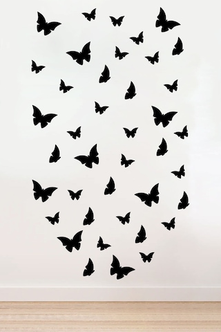 40 Adet Ahşap Dekoratif Kelebek Duvar Süsü Kelebekler Duvar Dekorasyon Ev Süsü