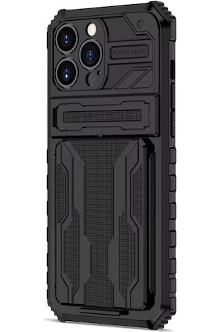 Teleplus Apple Uyumlu iPhone 12 Pro Max Kılıf Kamera Korumalı Standlı Kartlıklı Armor Grade Kapak