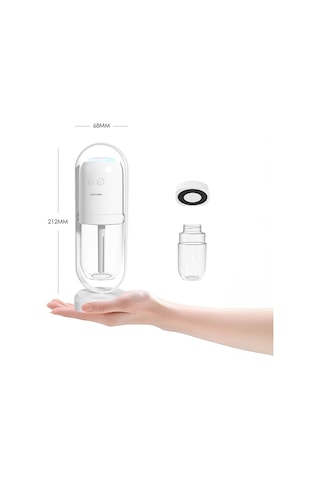 Lenyes Lhu04 Kum Saati Tipi 360 Derece Dönebilen Rgb Atmosfer Işıklı Sessiz Hava Nemlendirici Beyaz