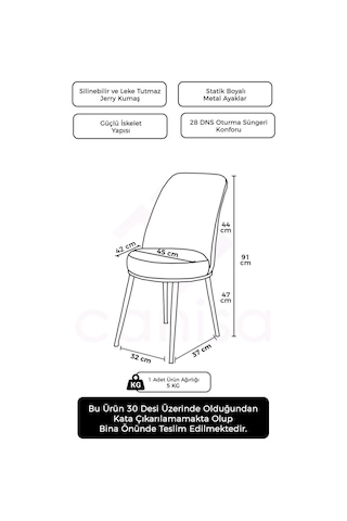 Canisa Concept Dexa Serisi 1 Adet Cappucino Mutfak Sandalyesi Metal Kahverengi Ayaklı Sandalye Cappucino Ayaklar Kahve