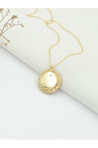 Brezza Lusso Jewelry Mercan Taşlı Kırmızı Baget Gümüş Kolye Altın Kaplama 45 CM