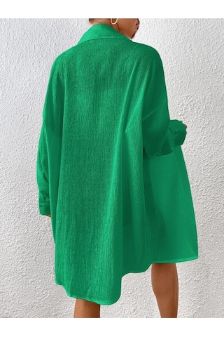 Know Kadın Yeşil Oversize Uzun Gömlek Yeşil