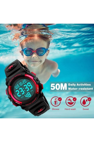Çocuklar İçin Dijital Spor Saati Erkek Kız Erkek Su Geçirmez Günlük Elektronik Analog Kuvars 7 Renkli Led Saatler Alarm Kronometre Silikon Bantlı Aydınlık C Diğer