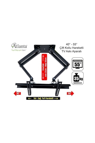 Atlanta 40'' 55'' Çift Kollu Hareketli Tv Askı Aparatı