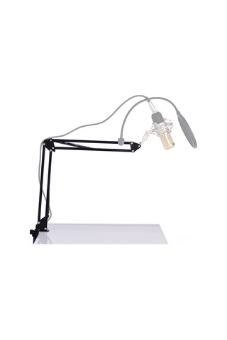 Maiyame Siyah Metal Mikrofon Standı, Tutucu Ve Montaj Kelepçesi Seti, 340g Ağırlık, 40x11.5x4.5cm Paket Boyutu