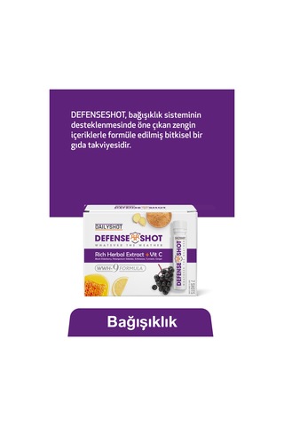 Hangover Shot Defense Shot Soğuk Algınlığına Karşı Bitkisel Gıda Takviyesi, Defense Shot 7'li