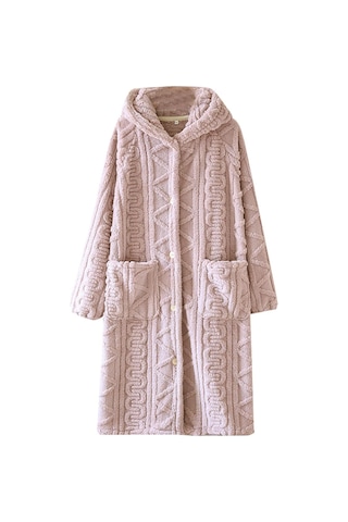 Kadın Bornoz Flanel Düğmeli Kışlık Sabahlıklar Kadınlar İçin Kırmızı