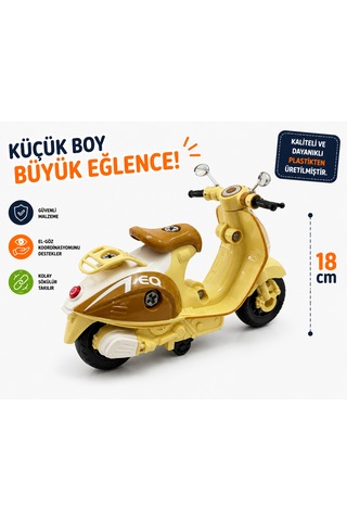 18 Cm Vespa Görünümlü Oyuncak Scooter Kahverengi - Krem