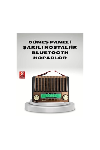 Taşınabilir Hoparlör Güneş Panelli Bluetooth Usb Sd Fm Am Sw Rady