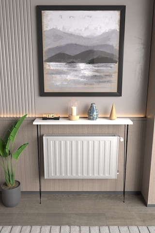Violet Minimalist Metal Ayaklı Dar Dresuar Dekoratif Petek Üstü Dresuar 90 Cm Beyaz