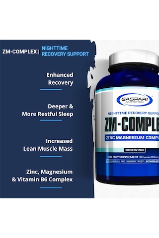 Gaspari Nutrition Zma Complex: Nighttime Muscle Recovery Zinc, Magnesium, Vitamin B6 90 Caps