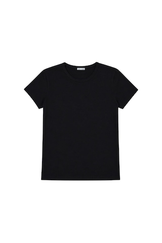 Vadon 1003 Kadın Pamuklu Slim Fit Bisiklet Yaka Yumuşak Dokulu Basic T-shirt Siyah