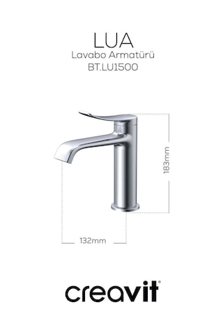 Creavit Lua Şelale Lavabo Armatürü Metalik Gri Bt.lu1500gr