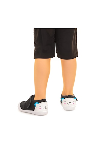 Kiko Kids Catly Cırtlı Erkek Bebek İlk Adım Panduf Ayakkabı Siyah