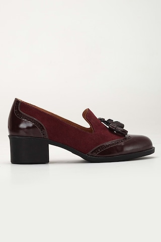 Analin Shoes Kadın Hakiki Deri Püskül Detaylı Şık Ayakkabı Bordo