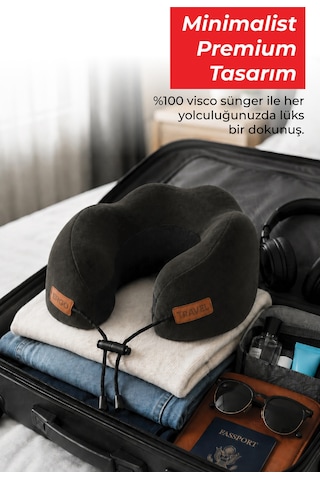 Viscofoam Cosy Ortopedik Seyahat Yastığı Visco Boyun Destekli Seyahat Yastığı - Siyah | Ergo Travel