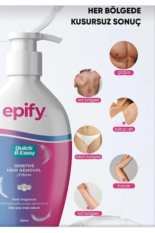 Epıfy Beauty Fast & Clean %100 Organik İçerikli Tüy Dökücü Krem - Hassas Bölgeler İçin Doğal Bakım 250ml