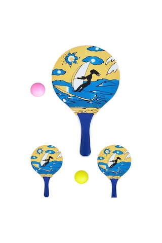 Beach Ball Tahta Raket Iki Adet Raket Bir Adet Top Mevcut. Çok Renkli