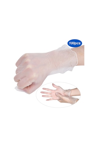 Günlük İşler İçin 50 Çift Tek Kullanımlık Pvc Eldiven Şeffaf Güvenli Tek Kullanımlık Xl