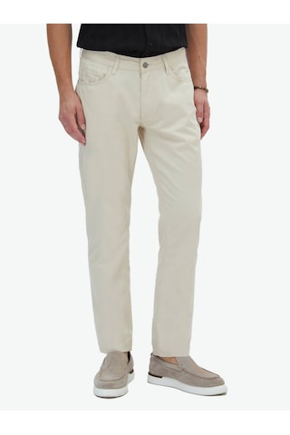 Kip Bej Denim Slim Fit Casual Pamuk Karışımlı Pantolon Bej
